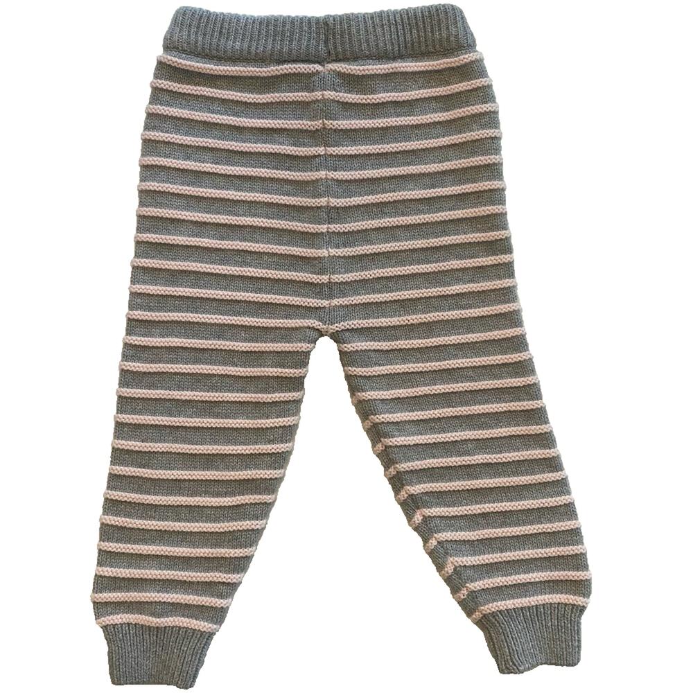 Hanna Andersson Knit Grey Pink Stripe Pants Size 85 2t Girls